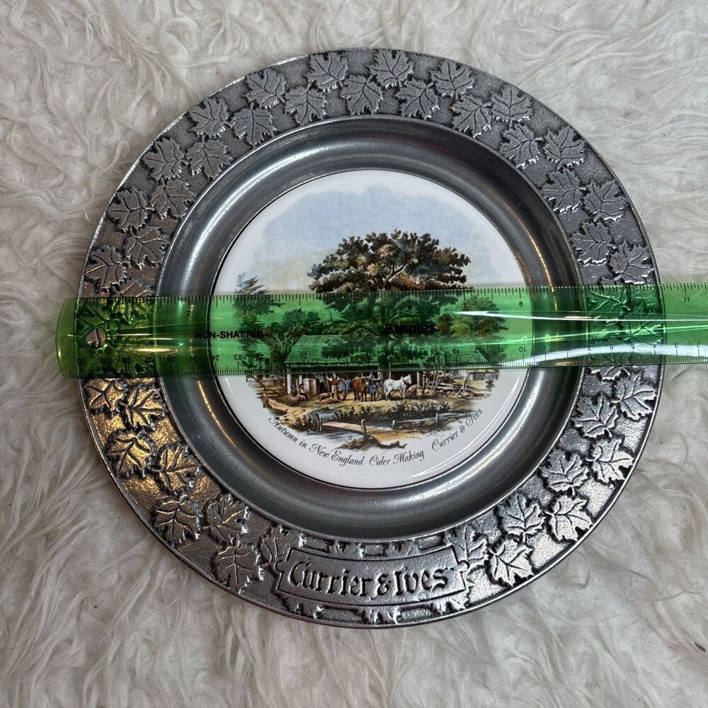 Currier & Ives Pewter Plate "Autumn In New England" - Picture 2 of 16